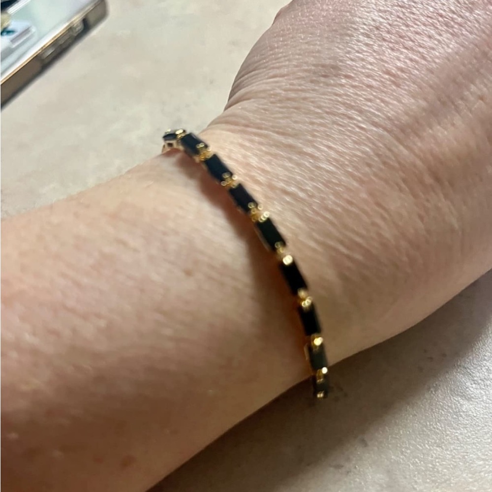 Neiman Marcus 14kt Plated Midnight Black Tennis Bracelet - Picture 4 of 5